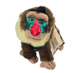 Vintage 90s Merlin The Mandrill Plush Jungle Joes Safari Friends Stuffed Animal